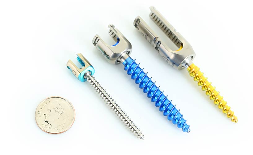 Implant screws for spinal surgery